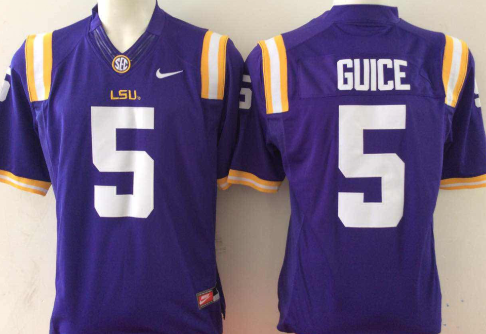 NCAA Men LSU Tigers #5 guice Purple